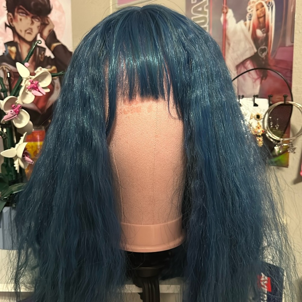 Blue cosplay wig